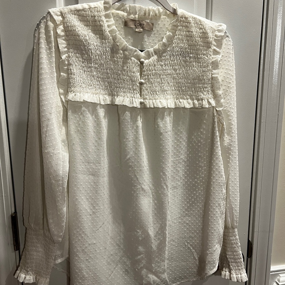 Elegant White Ruffled Blouse